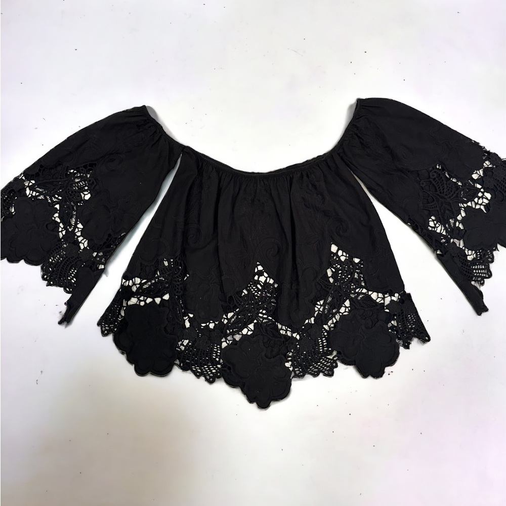 Lace detailing sleeveless tunic, black